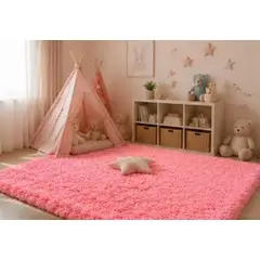 FEEL GREEN - Tapete Alfombra Peluda Rosa Chicle Tapete Peluche Grande 100 ×150 Cm