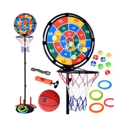 MARKET TOYS - Juego Cancha De Baloncesto + Tiro Al Blanco + Aros