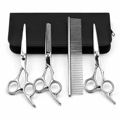 GENERICO - Kit Tijeras Para Peluqueria Canina 3 en 1