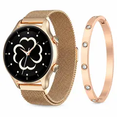 TECNOHOGAR JS - Reloj Smartwatch Inteligente Mujer Sumergible 3 Pulzos Romance oro rosa