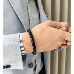 JON SONEN - Pulsera negra piedra natural Js 063426023