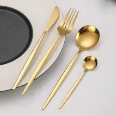GENERICO - JUEGO SET DE CUBIERTOS 24 PIEZAS PARA EL HOGAR COLOR DORADO