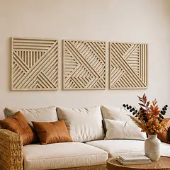 HOMUS - CUADRO TRIPTICO CALADO ENTRELAZADO 60X60CM