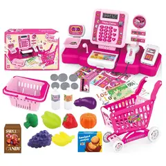 MARKET TOYS - Caja Registradora Infantil Carrito + Canasta + Accesorios