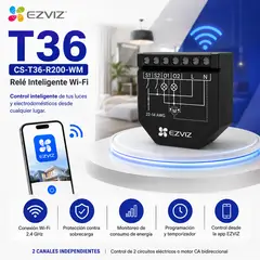 EZVIZ - Relé Inteligente Wi-Fi CS-T36-R200-WM de 2 Canales con Monitoreo de Energía