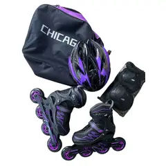SPORT - Patines semiprofesionales ajustable 37-38-39-40 chicago Adulto + kit + bolso