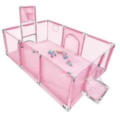 GENERICO - Parque Pelotas Corral SUPER GRANDE 200 x 180 x 75 Juegos Bebes Doble Cancha - rosado