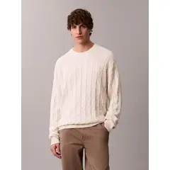 CALVIN KLEIN - Saco blanco tejido de algodón con cuello redondo