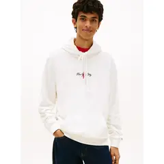 TOMMY HILFIGER - Buzo blanco con capota Signature de felpa