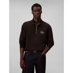 CALVIN KLEIN - Saco negro con cuello semi alto y cierre de cremallera