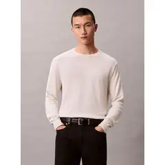 CALVIN KLEIN - Saco blanco tejido clásico acanalado de algodón supima