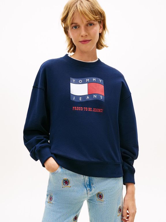 Imagen de Saco multicolor holgado de felpa con logo ondulante