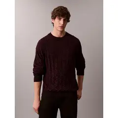 CALVIN KLEIN - Saco rojo tejido de algodón con cuello redondo
