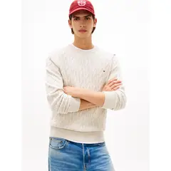 TOMMY HILFIGER - Saco blanco classics de punto trenzado