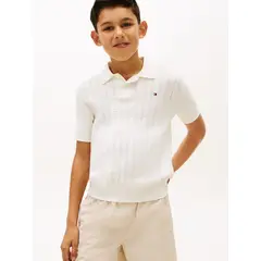 TOMMY HILFIGER - Saco marfil Para Niño tipo polo manga corta con logo