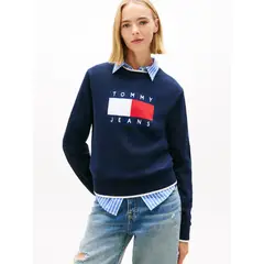 TOMMY HILFIGER - Saco amplio ribeteado con logo en intarsia