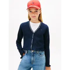 TOMMY HILFIGER - Cárdigan con Para Niña volantes y motivo Pointelle