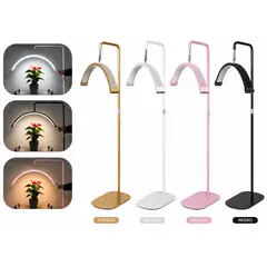 GENERICO - Lámpara de Pie LED Media Luna Genérica MJD01 Color Dorado Regulable Táctil