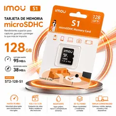 IMOU - Tarjeta de Memoria MicroSD ST2-128-S1 128GB Clase 10 U3 V30 Alta Velocidad