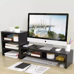 ANYHOGAR - Soporte Monitor Con Estante Almacenamiento De 3 Niveles