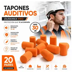 GENERICO - Tapones Auditivos Duramax Pro 30 dB Naranja x20 Pares Protección Auditiva