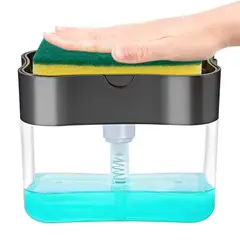 JAYSTORE - Dispensador De Jabón Líquido Lavaplatos Con Esponja Cocina