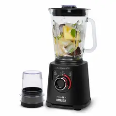 IMUSA - Licuadora Ultraforce 2X, 1100W, Vaso de Vidrio 2L + Picatodo