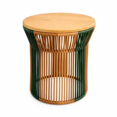 LJ HOME - Mesa de Centro Vancuver Tejida Tapa Madera