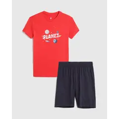 OSTU - Pijama Infantil Niño M/C P/L Color Rojo #80040102