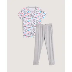 OSTU - Pijama Infantil Niño MC PL Blanco 80040110