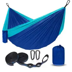 GENERICO - Hamaca Colgante Doble Camping Outdoor Color Azul