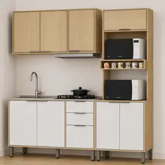 MUEBLES 2020 - Cocina Maui 9 Puertas 2 Cajones - Almendra/Blanco Apagado