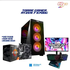 AMD - PC GAMER RYZEN 7 5700G - RAM 16GB - 512GB SSD - MONITOR 24" FHD 100Hz / COMBO GAMER