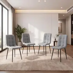 RTA DESIGN - Set de 4 Sillas de Comedor Flex, Color Gris, con Espaldar y Diseño Moderno