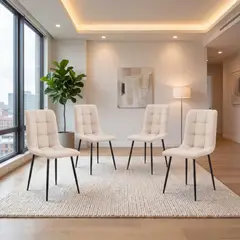 RTA DESIGN - Set de 4 Sillas de Comedor Flex, Color Beige, con Espaldar y Diseño Moderno