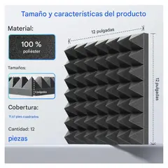OEM - 12 Paneles De Espuma Acústica Sonido De Pirámide 5x30x 30cm