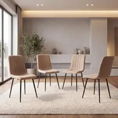 RTA DESIGN - Set de 4 Sillas de Comedor Lusitano, Café, con Espaldar y Diseño Moderno