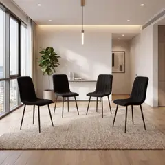 RTA DESIGN - Set de 4 Sillas de Comedor Lusitano, Negro, con Espaldar y Diseño Moderno