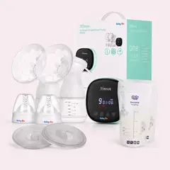 BABY ON - Extractor De Leche Doble Eléctrico Recargable COMBO COMPLETO - 3 Modos 9 Niveles Pantalla LED SinBPA