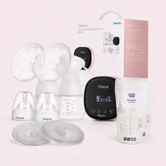 BABY ON - Extractor De Leche Doble Eléctrico Recargable COMBO COMPLETO- 3 Modos 9 Niveles LED Pantalla SinBPA