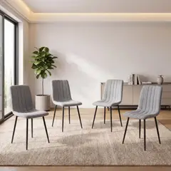 RTA DESIGN - Set de 4 Sillas de Comedor Lusitano, Gris, con Espaldar y Diseño Moderno