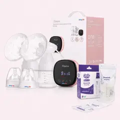 BABY ON - Extractor De Leche Doble Eléctrico Recargable + BOLSAS — 3 Modos 9 Niveles LED Pantalla SinBPA