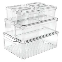GENERICO - KIT ORGANIZA X7 NEVERA RECIPIENTES PLASTICOS TRANSPARENTES LIBRE DE BPA