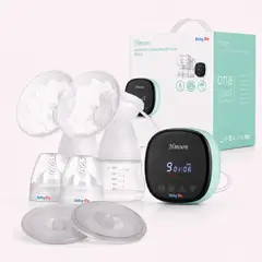 BABY ON - Extractor De Leche Doble Eléctrico Recargable + RECOLECTORAS -3 Modos 9 Niveles Pantalla LED Sin BPA