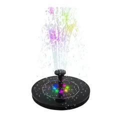 GENERICO - Fuente Solar Flotante con Luces Led Multicolor Panel 3w 6 Boquillas para Estanque Piscina