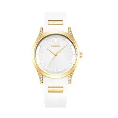 LOIX - Reloj Dama Original Silicona Blanco Dorado Lujo L1273-3
