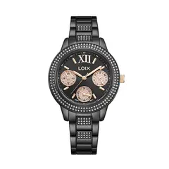 LOIX - Reloj Mujer Original Acero Negro Cristales L1296-1