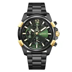 LOIX - Reloj Hombre Acero Negro Verde Calendario LA2116-1