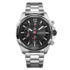 LOIX - Reloj Hombre Acero Plateado Negro Calendario LA2116-2