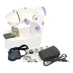 GENERICO - Mini Máquina De Coser Portátil Blanca 2 Velocidades Doble Hilo Compacta
